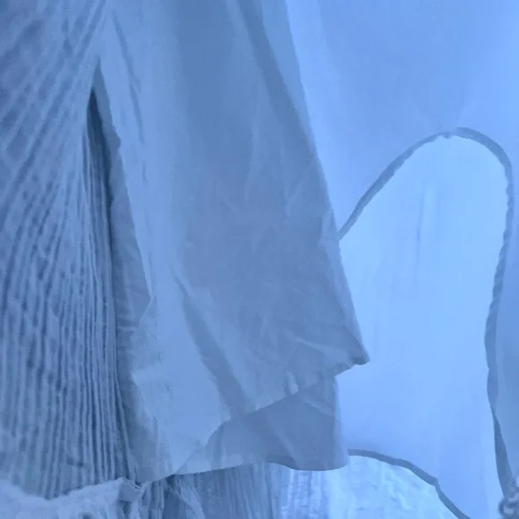 🆕 Guess White Boho Asymmetrical Midi Skirt Lace Trim Crinkle Wrap Style Size XL - Picture 10 of 17